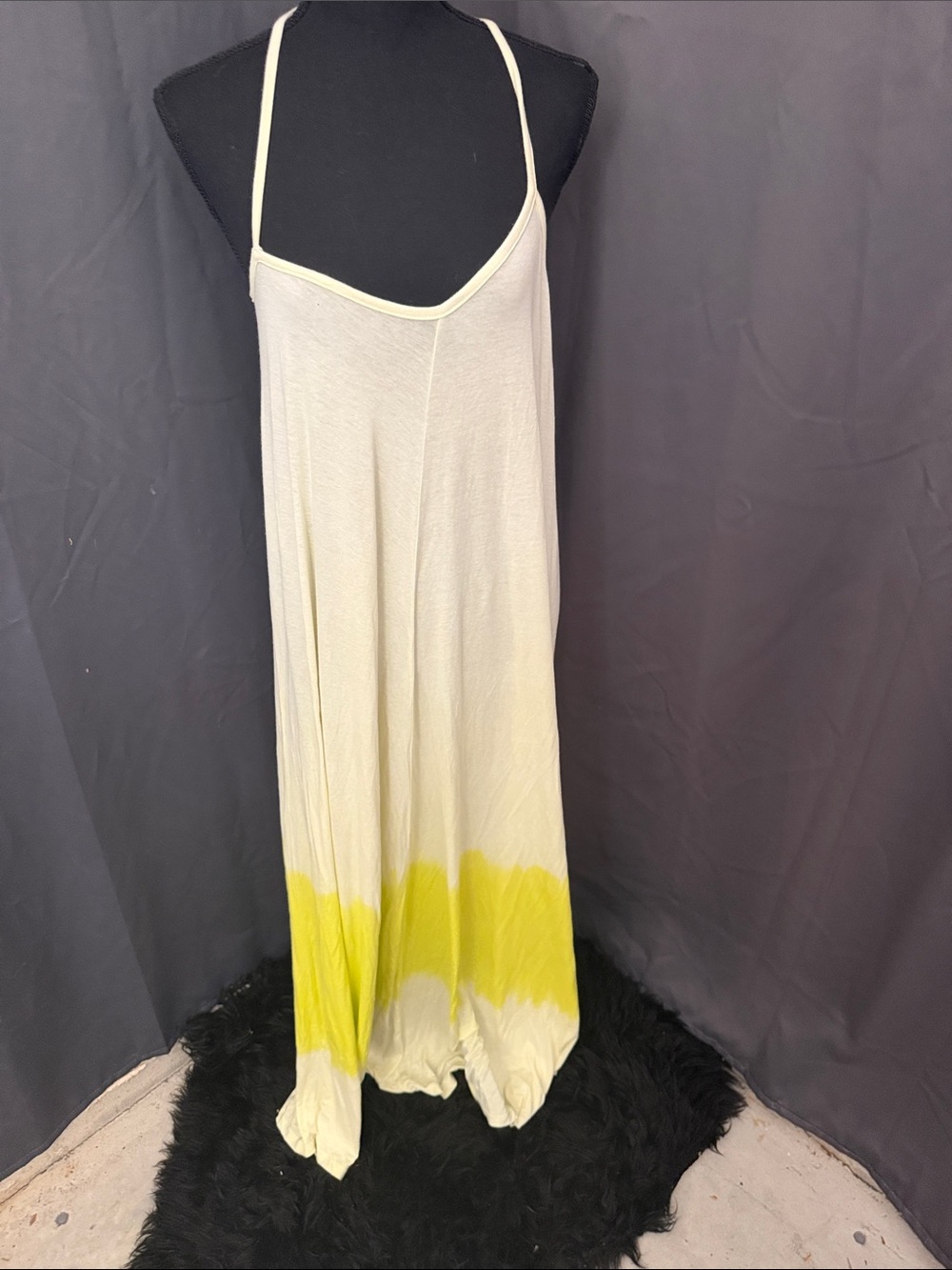 American Twist White Maxi Dress with Yellow Dip Dye